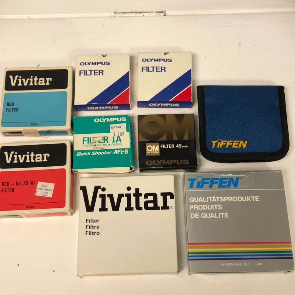 Lot of Filters vivitar Olympus Tiffen bundle of camera accessories
